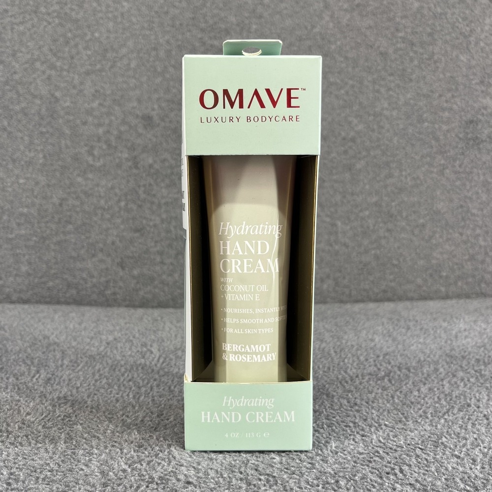 Omave Bergamot & Rosemary Hydrating Hand Cream‎ Coconut oil & Vitamin E 4 oz NEW